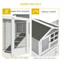 PawHut 102" 2 in 1 Wooden Rabbit Hutch, Double Main House Pet Playpen, Large Bunny House Enclosure for Indoor/Outdoor with 2 Run Boxes, No Leak Tray, and Ramp, for Guinea Pig and Small Animals, Gray(m-7)