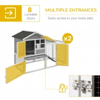 PawHut 102" 2 in 1 Wooden Rabbit Hutch, Double Main House Pet Playpen, Large Bunny House Enclosure for Indoor/Outdoor with 2 Run Boxes, No Leak Tray, and Ramp, for Guinea Pig and Small Animals, Gray(m-6)