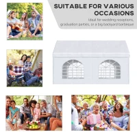 Outsunny 13 x 16.5 ft Heavy Duty Party Tent Outdoor Gazebo Wedding Tent Event Shelter Carport BBQ with Removable Sidewalls & Windows, Outside Waterproof Canopy for Parties, White(m-4)