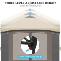 Outsunny 10' x 10' Pop Up Canopy Tent with Netting, Instant Tents for Parties, Height Adjustable, with Wheeled Carry Bag and 4 Sand Bags for Outdoor, Garden, Patio, Beige(m-6)