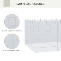 Outsunny Pop up Canopy Walls, Universal Replacement Netting, Set of 4 Mesh Screen Sidewalls, Patio Netting with 6 Service Windows and 1 Door for 10' x 10' Canopy Tent, White(m-5)