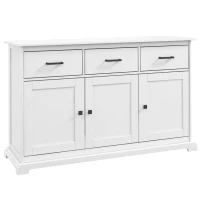 HOMCOM Buffet Cabinet Sideboard with 2 Storage Cabinets, 3 Drawers, Adjustable Shelves for Kitchen Entryway, White(m-2)