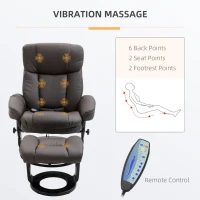 HOMCOM Faux PU Leather Electric Massage Recliner Padded Couch Chair w/ Stool Footrest Ottoman, Remote Control, 10 Vibration Point, Side Pockets, Brown(m-3)