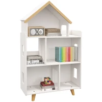 Qaba Toy Storage Organizer Cabinet, 3-Tier Kids Bookshelf for Playroom, Kids Room, Nursery, Kindergarten, White(m-2)