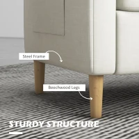 HOMCOM 56" 2 Seat Sofa, Modern Love Seats Furniture, Upholstered 2 Seater Couch with Side Pockets, Solid Steel Frame, White(m-6)