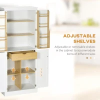 HOMCOM 72" Kitchen Pantry, Modern 4-Door Kitchen Storage Cabinet with Inside Drawer, Hanging Door Shelves, 5-tier Shelving and Adjustable Shelf, White(m-5)