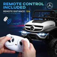 Aosom Kids Ride on Car, Licensed Mercedes-Benz Unimog 12V 7AH Battery Powered Electric Truck with Remote Control, 3 Speed Spring Suspension, LED Lights, MP3, Music, White(m-7)