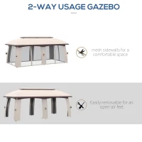 Outsunny 10' x 20' Patio Gazebo, Outdoor Gazebo Canopy Shelter with Netting & Curtains, Vented Roof for Garden, Beige(m-5)