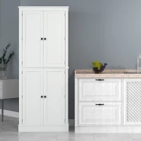 HOMCOM 72" Kitchen Pantry, Modern 4-Door Kitchen Storage Cabinet with Inside Drawer, Hanging Door Shelves, 5-tier Shelving and Adjustable Shelf, White(m-7)