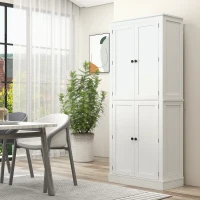 HOMCOM 72" Kitchen Pantry, Modern 4-Door Kitchen Storage Cabinet with Inside Drawer, Hanging Door Shelves, 5-tier Shelving and Adjustable Shelf, White(m-2)