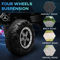 Aosom Kids Ride on Car, Licensed Mercedes-Benz Unimog 12V 7AH Battery Powered Electric Truck with Remote Control, 3 Speed Spring Suspension, LED Lights, MP3, Music, White(m-4)