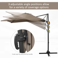 Outsunny 8ft x 8ft Square Offset 360 Cantilever Market Patio Umbrella with Cross Base Brown(m-5)