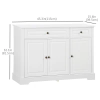 HOMCOM Modern Sideboard Cabinet, Buffet Cabinet with 2 Drawers and Adjustable Shelves, Buffets Tables for Dining Room, White(m-3)