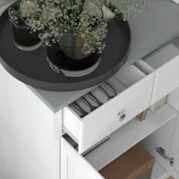 HOMCOM Modern Sideboard Buffet Cabinet with 3 Storage Drawers and 3 Doors for Living Room, Dining Room, White(m-7)