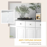 HOMCOM Modern Sideboard Buffet Cabinet with 3 Storage Drawers and 3 Doors for Living Room, Dining Room, White(m-6)