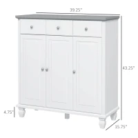 HOMCOM Modern Sideboard Buffet Cabinet with 3 Storage Drawers and 3 Doors for Living Room, Dining Room, White(m-3)