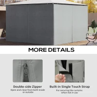 Outsunny 9.84' x 13.1' Gazebo Sidewall Set with Hooks/C-Rings, Light Gray(m-5)