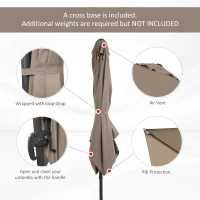 Outsunny 8ft x 8ft Square Offset 360 Cantilever Market Patio Umbrella with Cross Base Brown(m-7)