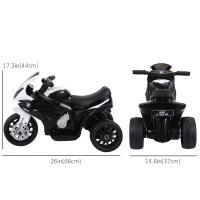 Aosom Kids Motorcycle, 6V Battery Powered Toddler Motorcycle with Headlight, Music, 3 Wheels Electric Motorcycle for Kids, Licensed BMW, Gift for Boys & Girls -Black(m-3)