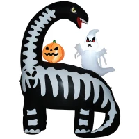 HOMCOM 6FT Halloween Inflatable Dinosaur with Ghost and Pumpkin LED Lights(m-1)
