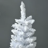 HOMCOM 5' Decorated Christmas Tree Snow Flocked Artificial Christmas Tree with Pencil Shape, Realistic Branches, White(m-8)