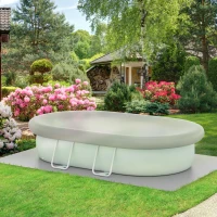 Outsunny 18' x 10' x 42" Above Ground Swimming Pool, Semi-Inflatable Rectangular Steel Frame Pool with Filter Pump, Safety Ladder, Cover, and Mat, for 1-8 People, Gray(m-8)