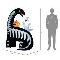 HOMCOM 6FT Halloween Inflatable Dinosaur with Ghost and Pumpkin LED Lights(m-3)