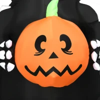 HOMCOM 8' Inflatable Halloween Skeleton Dinosaur with Pumpkin, Blow Up Outdoor LED Yard Display, Waterproof(m-9)