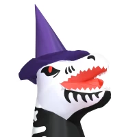 HOMCOM 8' Inflatable Halloween Skeleton Dinosaur with Pumpkin, Blow Up Outdoor LED Yard Display, Waterproof(m-8)