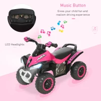 Aosom No Power 4 Wheels Ride on Toy for Kids, Foot To Floor Slider Toddler Ride-on Car with Music, Lightening, for 18-36 Months Pink(m-4)