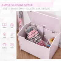 Qaba Kids Wooden Toy Storage Box Organizer Chest with Magnetic Hinge, Large Chest Space, & Groove Handle, Pink(m-7)