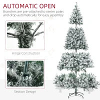 HOMCOM 9' Artificial Snow Christmas Trees with Frosted Branches, Warm White or Colorful LED Lights, Steel Base(m-8)