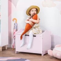 Qaba Kids Wooden Toy Storage Box Organizer Chest with Magnetic Hinge, Large Chest Space, & Groove Handle, Pink(m-1)