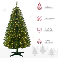 HOMCOM 6' Artificial Prelit Christmas Trees with Warm White or Colorful LED Lights, Auto Open(m-6)