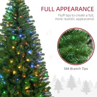 HOMCOM 6' Artificial Prelit Christmas Trees with Warm White or Colorful LED Lights, Auto Open(m-5)