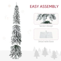 HOMCOM 6' Artificial Slim Christmas Trees, with Snow Frosted Branches, Warm White or Colorful LED Lights, Downswept Shape(m-8)