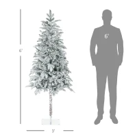HOMCOM 6' Artificial Flocked Christmas Trees, with Snow Frosted Branches, Auto Open, Steel Base(m-3)