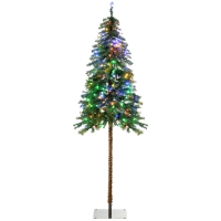 HOMCOM 6' Artificial Christmas Trees, with Warm White or Colorful LED Lights, Pencil Shape, Steel Base