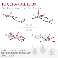 HOMCOM 6' Pre Lit Artificial Flocked Christmas Trees, with Warm Yellow Clear Lights, Auto Open, Wide Shape, Extra Bulb(m-7)