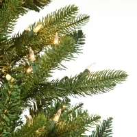 HOMCOM 6' Pre Lit Artificial Flocked Christmas Trees, with Warm Yellow Clear Lights, Auto Open, Wide Shape, Extra Bulb(m-9)