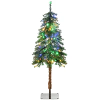 HOMCOM 4' Artificial Christmas Trees, with Warm White or Colorful LED Lights, Pencil Shape, Steel Base(m-1)