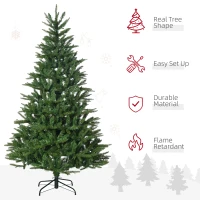 HOMCOM 6' Pre Lit Artificial Flocked Christmas Trees, with Warm Yellow Clear Lights, Auto Open, Wide Shape, Extra Bulb(m-4)