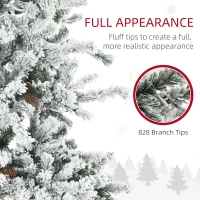 HOMCOM 6' Flocked Artificial Christmas Tree with Warm White LED Lights(m-5)