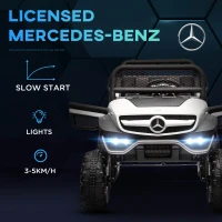 Aosom Kids Ride on Car, Licensed Mercedes-Benz Unimog 12V 7AH Battery Powered Electric Truck with Remote Control, 3 Speed Spring Suspension, LED Lights, MP3, Music, White(m-6)