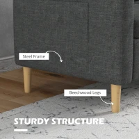 HOMCOM 56" 2 Seat Sofa, Modern Love Seats Furniture, Upholstered 2 Seater Couch with Side Pockets, Solid Steel Frame, Grey(m-6)