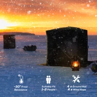 Outsunny 2 Person Pop Up Ice Fishing Tent Shelter, Fishing Shanty, with Carry Bag, Black(m-4)