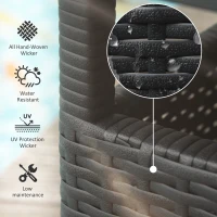 Outsunny 22" Square Steel PE Rattan Wicker Table With Umbrella Hole, Outdoor Patio Accent Dining Side Table Used as Umbrella Stand, Black(m-4)