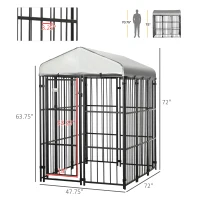 PawHut 6' x 4' Dog Kennel, Outdoor Dog Playpen Run with Waterproof, UV Resistant Canopy, Heavy-Duty Chain Link for Medium and Large Dogs(m-3)
