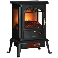 HOMCOM 22" Infrared Electric Fireplace Stove, Freestanding Fireplace Heater with 3D Flame Effect, Adjustable Temperature, Timer, 1000W/1500W, Black(m-2)