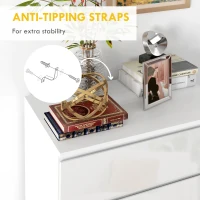 HOMCOM 4 Drawer Cabinet, High Gloss Drawer Chest for Bedroom, Chest of Drawers with Metal Runners and Groove Handles, White(m-7)